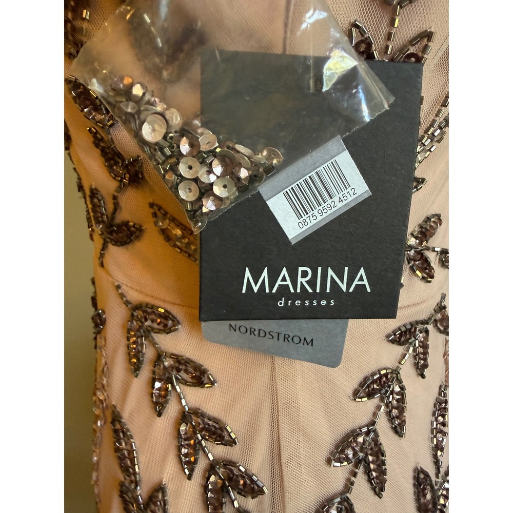 Marina Beaded Mesh Gown Blush Pink whimsi Sequin Formal Maxi Dress 10 NEW dainty - Picture 5 of 11